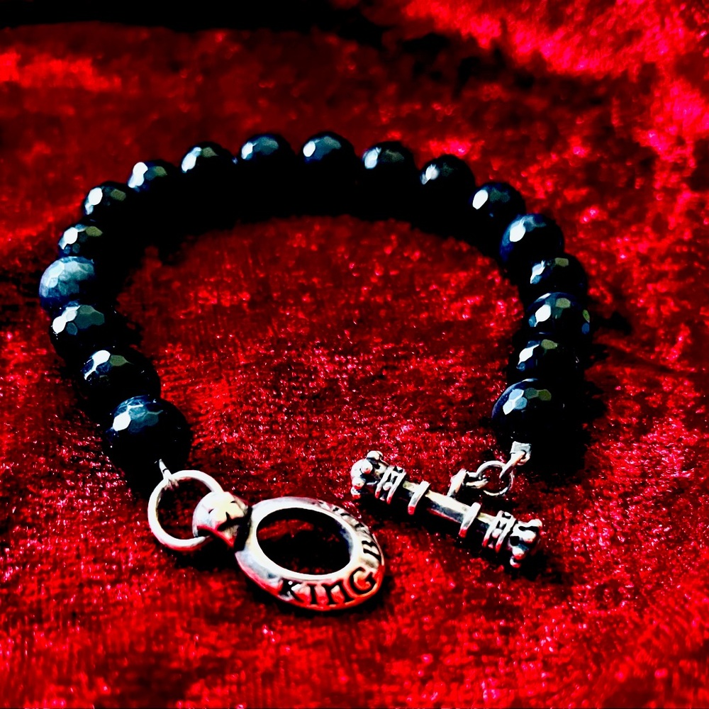 King Baby blue smoke tiger eye toggle bracelet